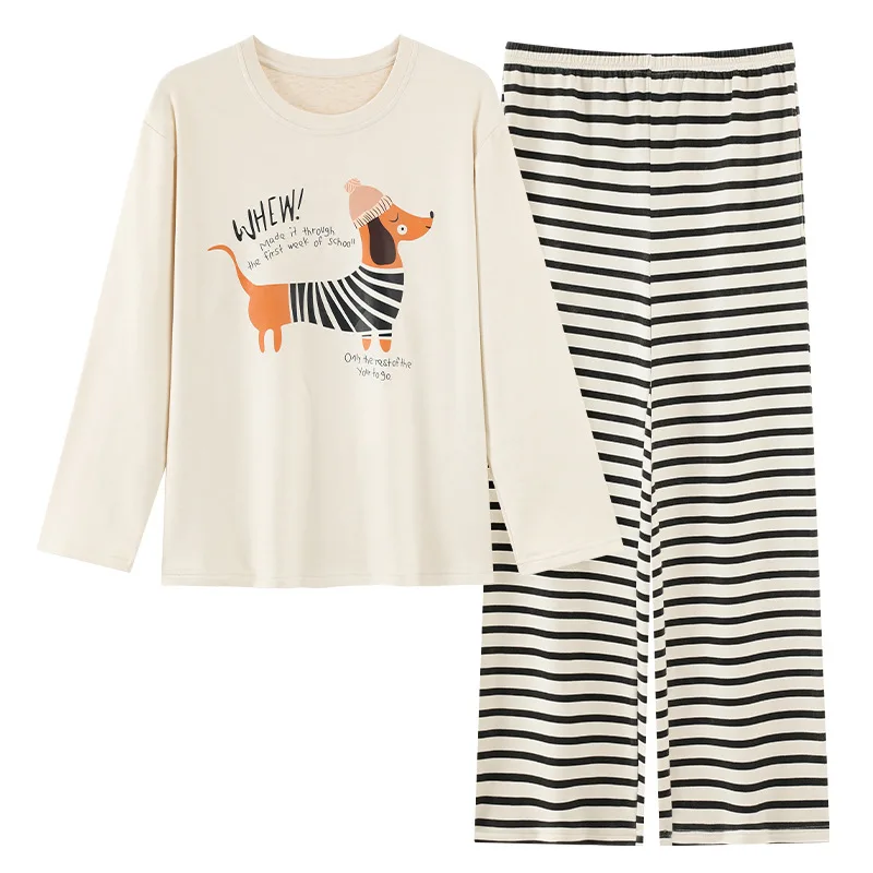 printemps-automne-polaire-femmes-pyjamas-teckel-raye-deux-pieces-ensemble-a-manches-longues-hauts-pleine-longueur-pantalon-vetements-de-nuit-salon-512903