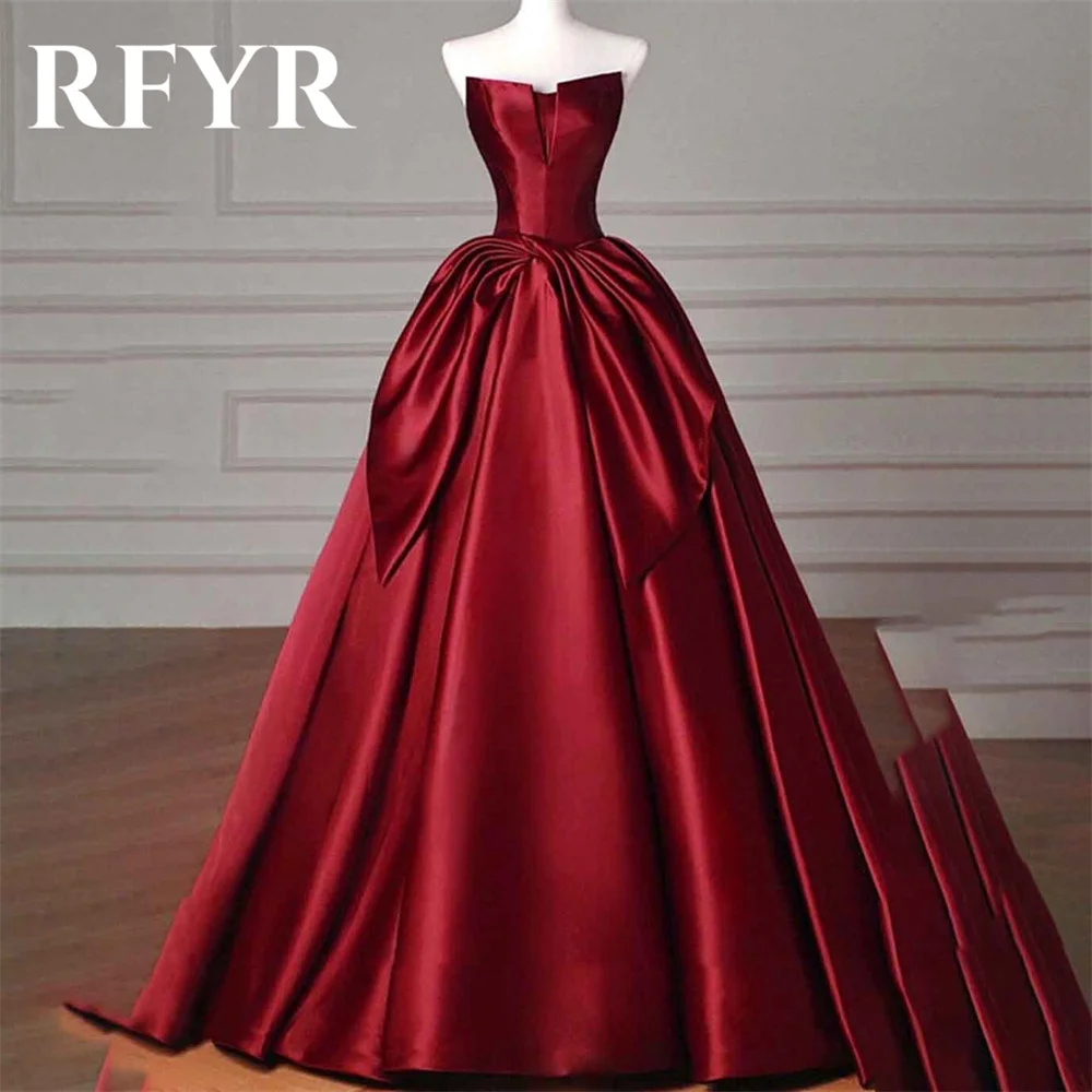 

RFYR Simple Burgundy Mermaid Formal Dress Stain Pleat Party Dresses A-Line V-Neck Sleeveless Special Occasion Dress robe soirée