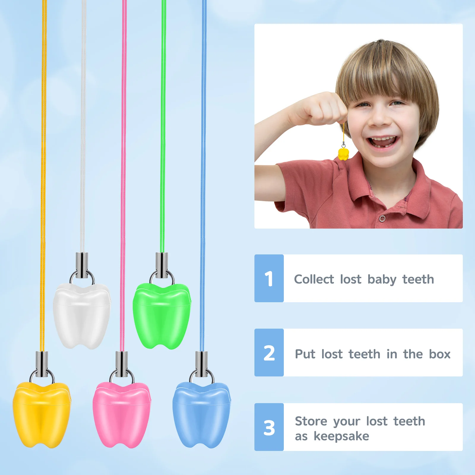 5 Pcs Tooth Holder False Teeth Cup Baby Necklace Lost Saver Milk Souvenir Child