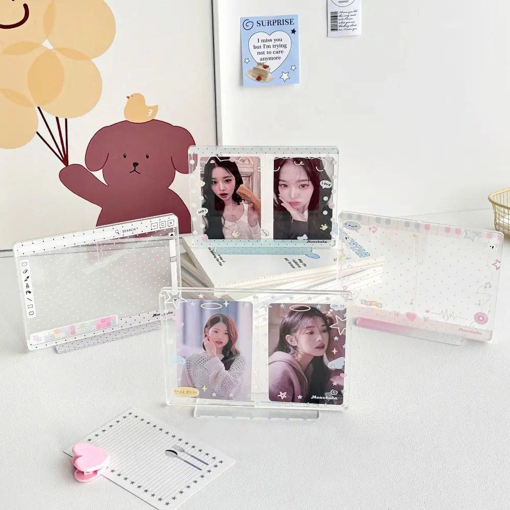 Dual Card Slot Double Card Holder 3 Inch Couple Photo Display Card Holder Standee Freestanding Acrylic Small Card Display Stand