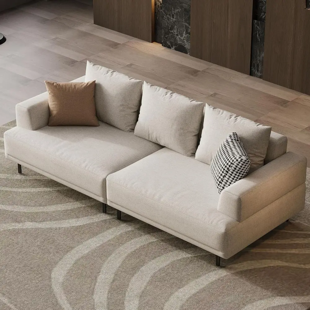 

Modern Sectional Sofa – Stylish Upholstered Couch with Metal Legs for Living Room (82.67, 3 Seats)