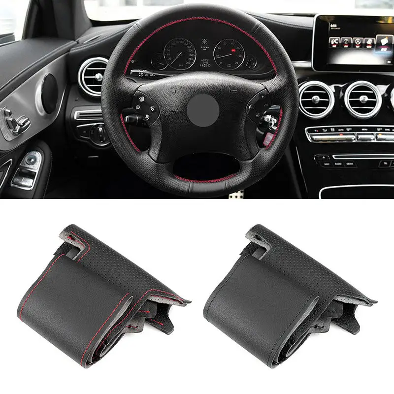 For Mercedes Benz C-Class W203 2001 2002 2003 2004 2005 2006 2007 Microfiber Leather Car Steering Wheel Cover Protective Trim