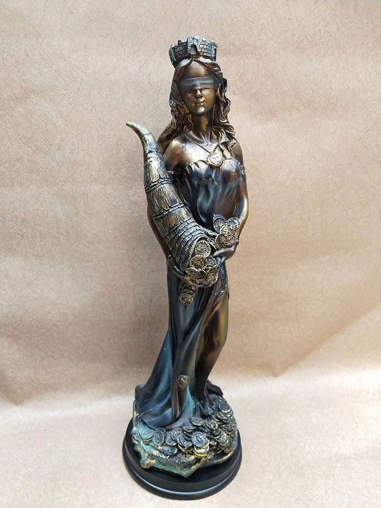 Wealth Goddess Resin Sculpture Ornament Home Bar Decoration Waukeen Figurine Statue Imitation Bronze Art Crafts Commercial gifts