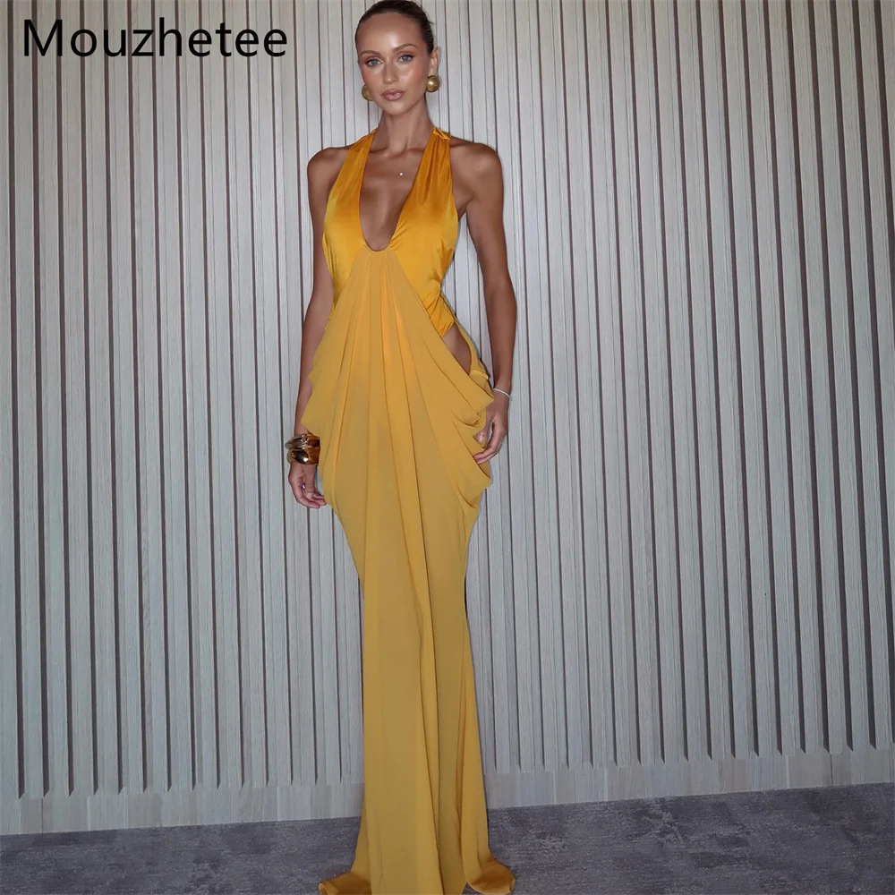 

Mouzhetee Sexy Mermaid V-Neck Dresses Formal Party Gowns for Women Simple Sleeveless Prom Gown Customize 2025