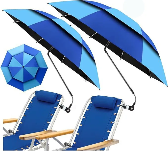 Large Shade Umbrella Windproof Double Layer No Base Beach Chair Umbrella Portable Shelter Sun Shade for Camping Fishing Outdoors
