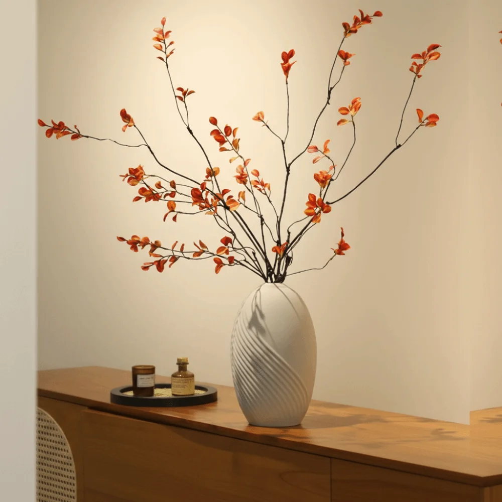 Plastic Material Autumn Leaf Plant Red Maple Leaves Vintage Style Maple Leaf Branch Long Handmade Creative Retro Fake Maple Leaf