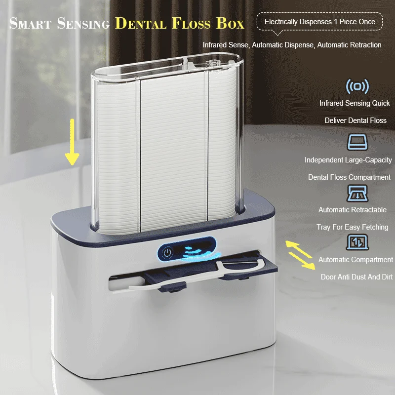 

Smart Sensing Dental Floss Box,Electric Dental Floss Machine Automatic Dispensing 1pc Once And Retraction Home/Restaurants/Hotel