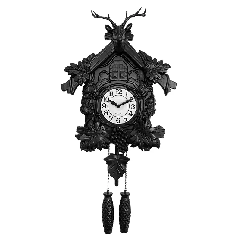 

High Quality Nordic Style Christmas Vivid Handcrafted Vintage Pendulum Cuckoo Wall Clock With Bird Sound