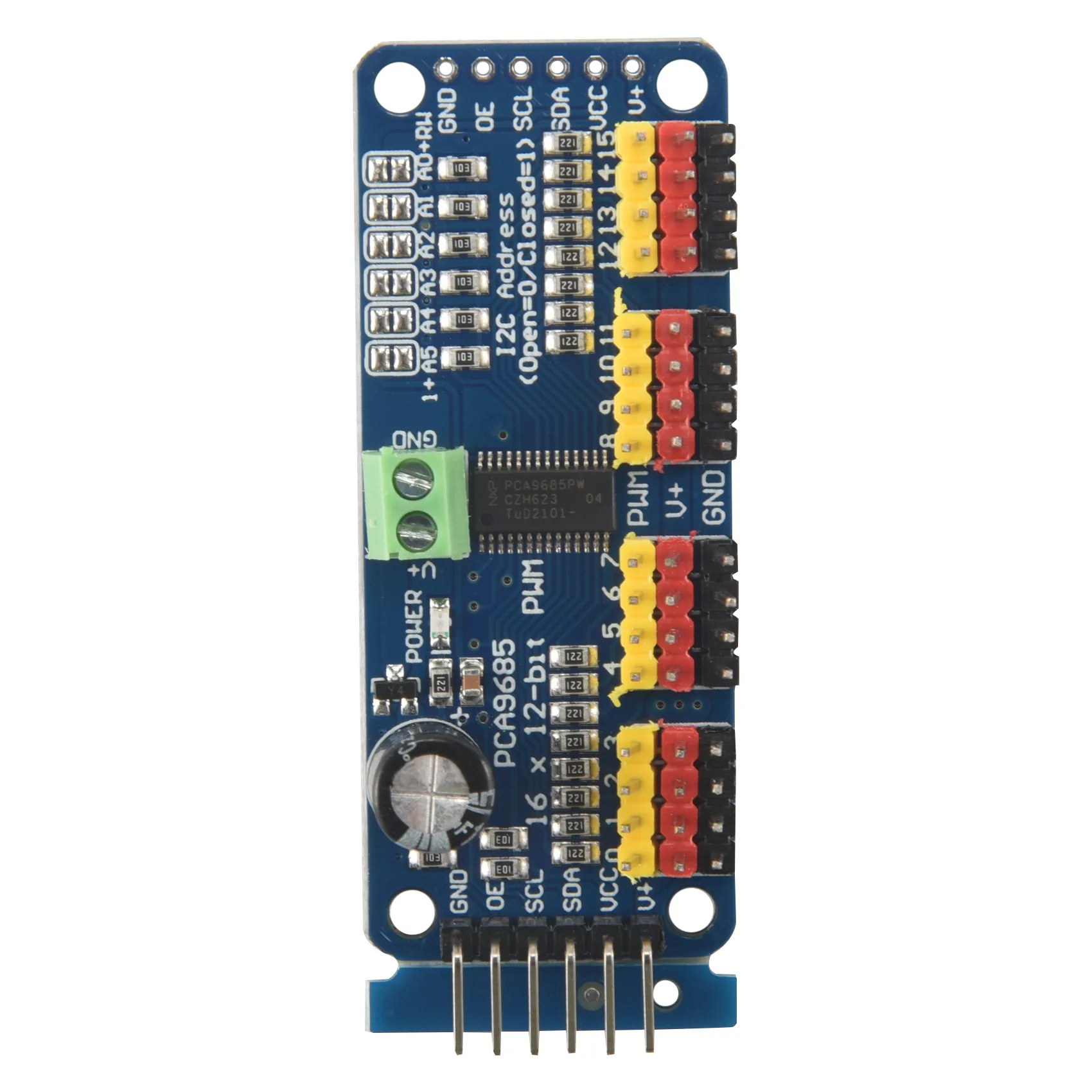 B44C 16 canales PWM/Servo controlador interfaz IIC-PCA9685 para Arduino o Raspberry Pi Shield módulo Servo Shield
