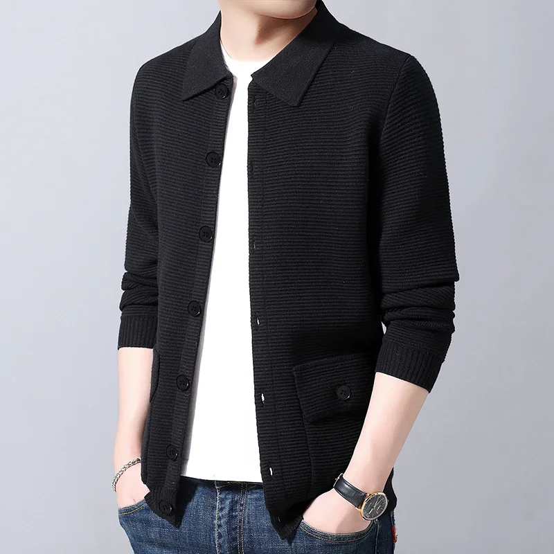 고품질 캐주얼 스웨터 코트 남성용 겉옷 솔리드 컬러 니트 스웨터 자켓 솔리드 컬러 스웨터 코트
