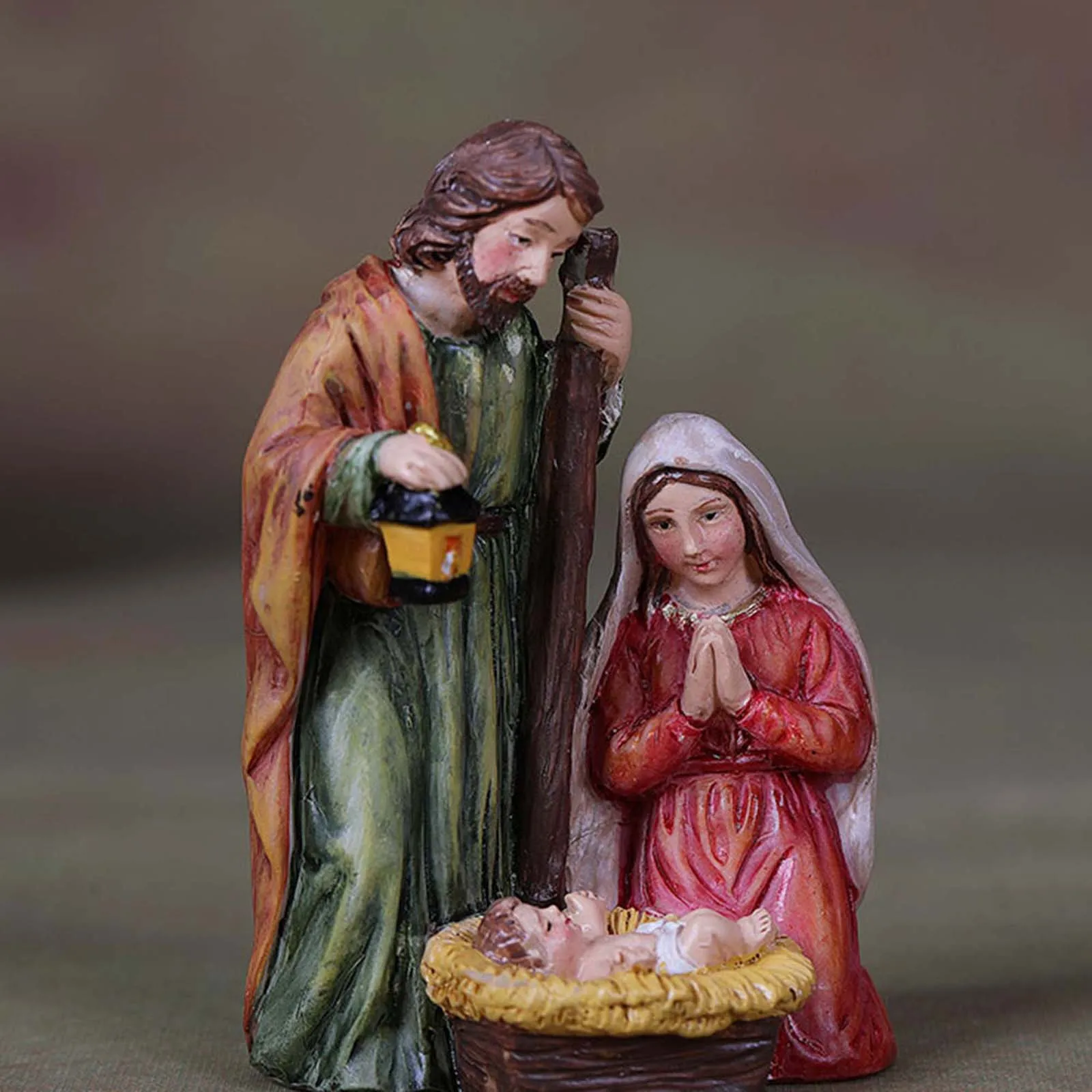 Small Nativity Scene The Birth of Jesus Decor Holy Family Figurine Resin Sculpture Ornament for Home