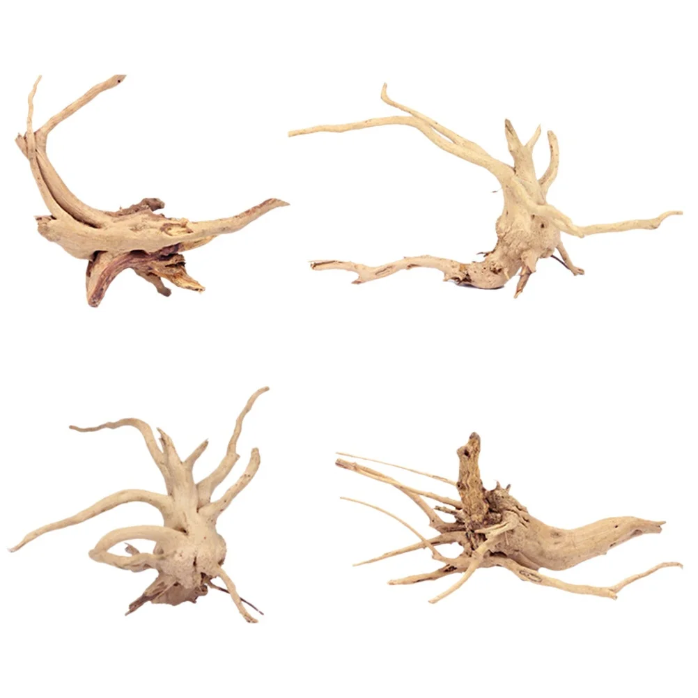 4 قطعة خشب دريفتوود الطبيعي لتزيين خزان الأسماك فرع الخشب الحقيقي شكل فريد من نوعه ديكور حوض السمك غير سام زراعة المياه العذبة