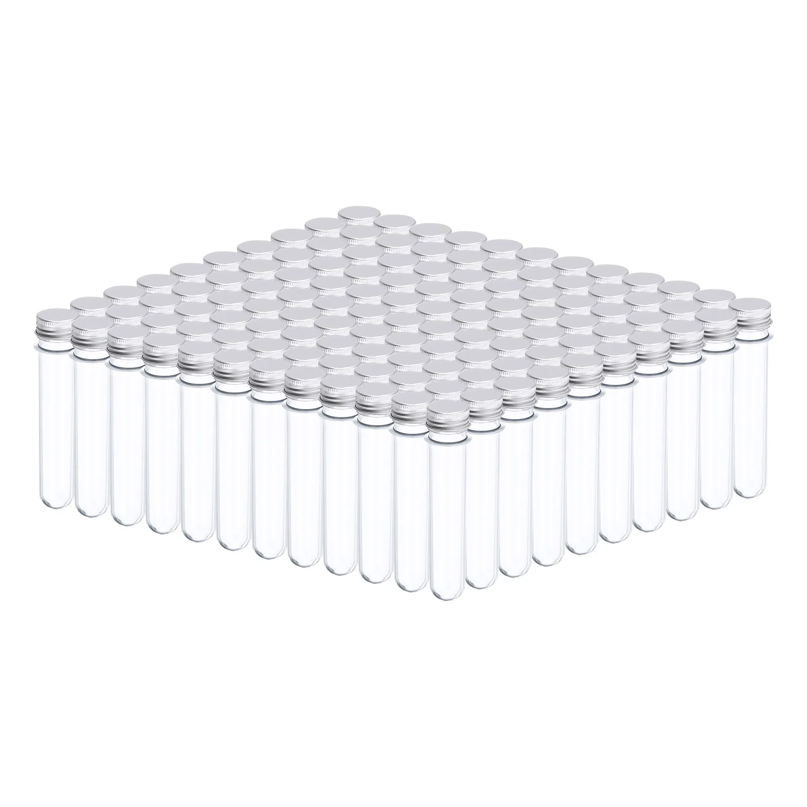 120Pcs 45ml Plastic Test Tube with Screw Cap 140x25mm Tube Aluminum Lid for Scientific Experiment Party Decoration Candy Storage