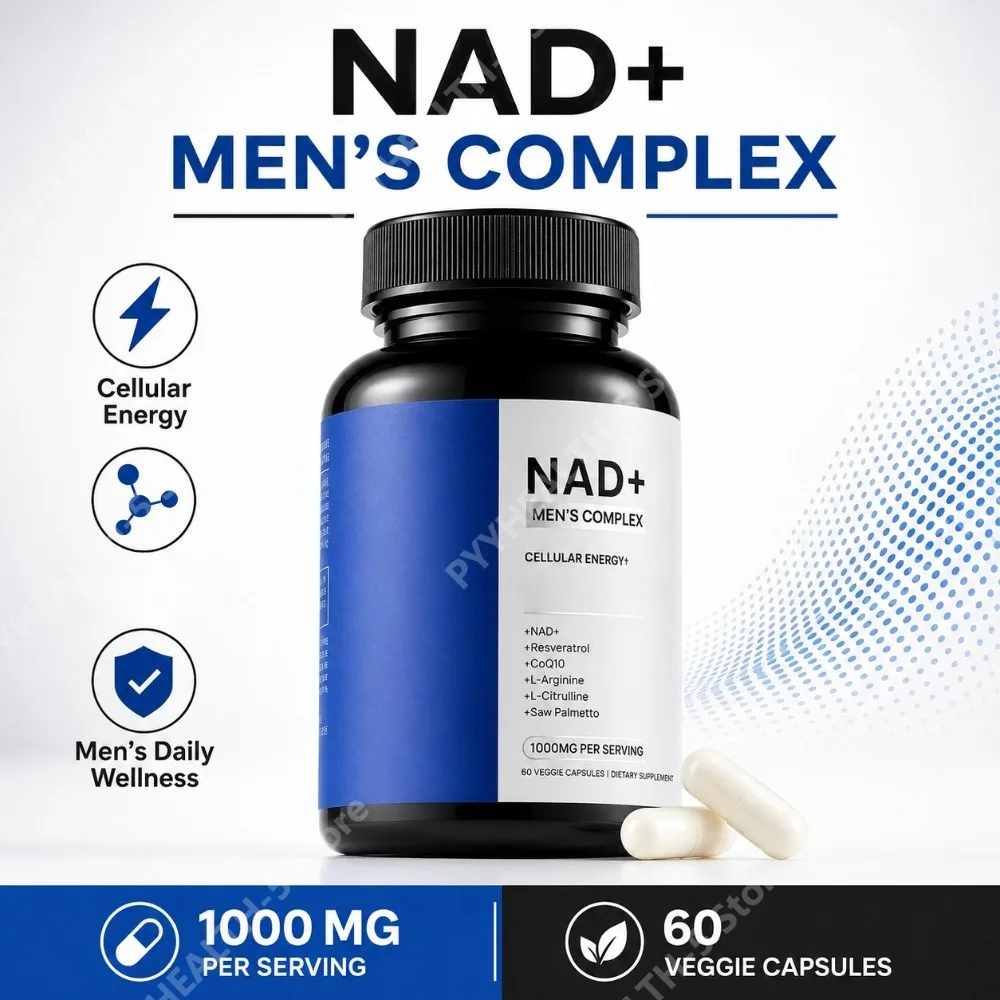 

NAD+ Supplement for Men with Resveratrol CoQ10 and Zinc, Cellular Energy Antioxidant Support, 60 Capsules