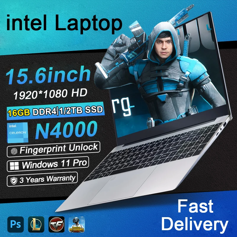 

Ультратонкий бизнес-ноутбук 2025 года с Windows 11 Intel Celeron N4000, 16 ГБ ОЗУ, 1 ТБ, 2 ТБ SSD, 15,6-дюймовый HD IPS, игровой ноутбук с отпечатками пальцев