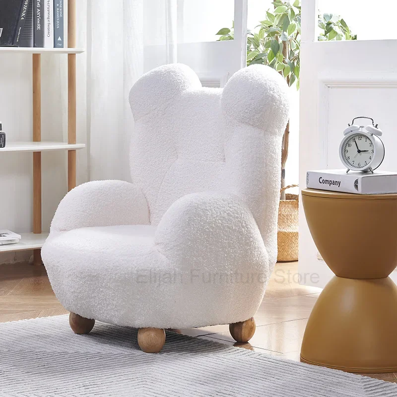 Children's Sofa Bear Modeling Lamb's Wool Sofa Home Bedroom Living Room Small Household Casual Lazy Sofa Kids Chair