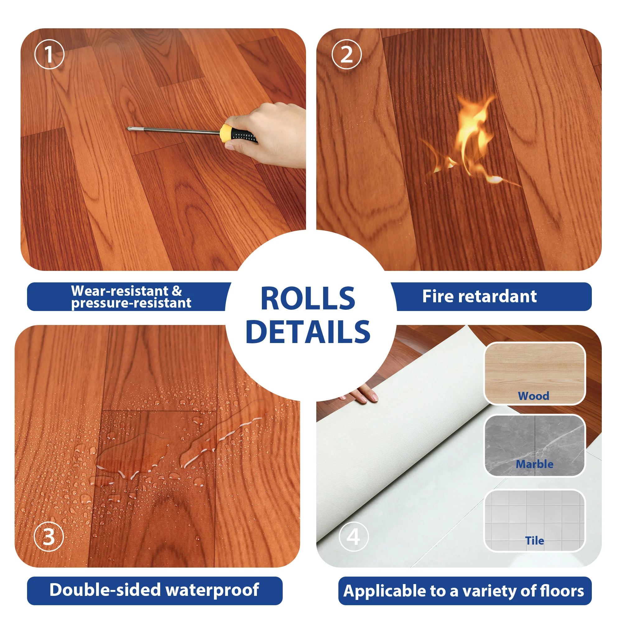 ม้วนปูพื้นไวนิลกันน้ํา สีน้ําตาลเข้ม DIY ง่าย สําหรับห้อง ห้องนอน ห้องอ่านหนังสือ 16.4 ฟุต ยาว x 3.28 ฟุต กว้าง ครอบคลุม 53.82 ตร.ฟุต