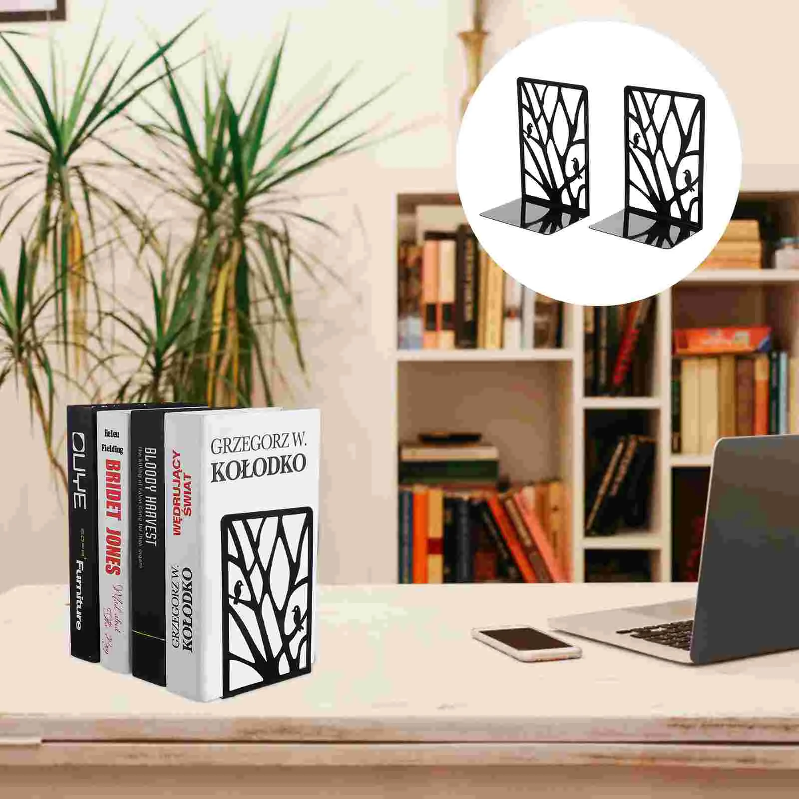 Imagem -06 - Ferro Book Stands Organizador Hollow Bookends Estante do Livro Par