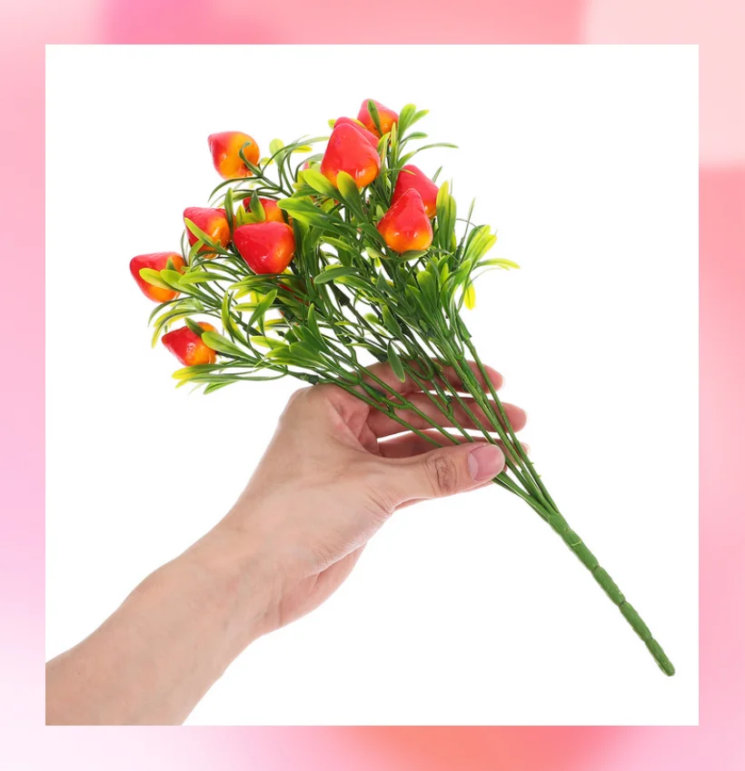 

5 Artificial Strawberry bouquets 27 X 21 X 0.9 cm Fake Fruit branches Perfect For graduation Home decor parties And holidays