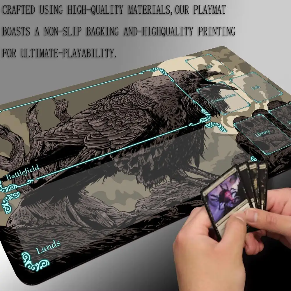 Modello di corvo in stile gotico MTG Playmat Magic Card Battle Mat Antiscivolo Durevole 35X60CM Commander playmat tapete magic mtg Tappetino da scrivania