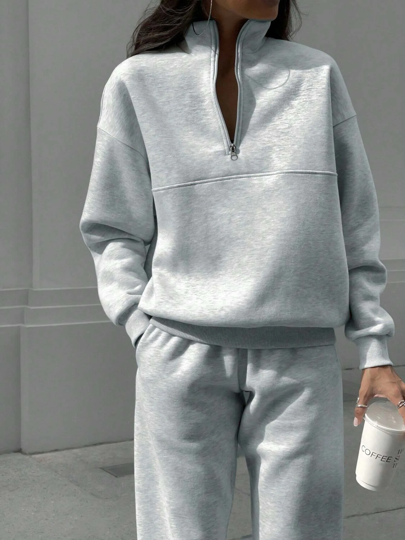 Autumn Winter Solid Suit For Women Casual Zipper Stand Collar Top Elastic Waist Small Leg Pants Two Piece Set 2025 Fashion New