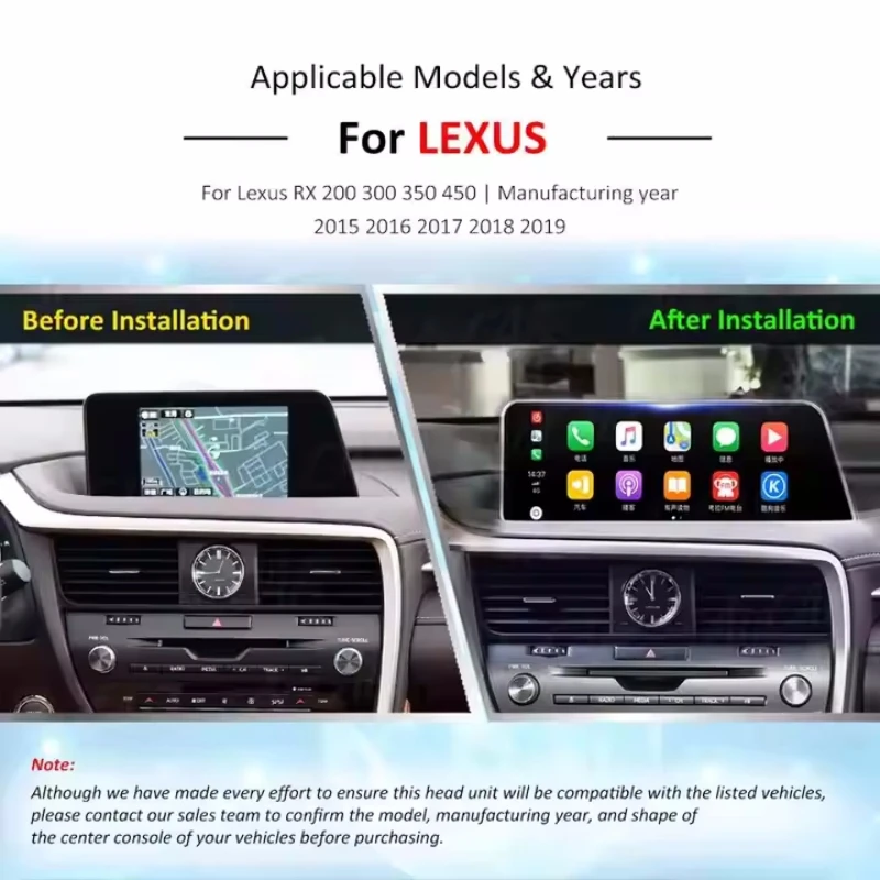 

Aotsr 12.3" Android Touch Screen Car Radio For Lexus RX200 RX300 RX350 RX450 2015-2019 GPS DVD Player Multimedia Stereo Video