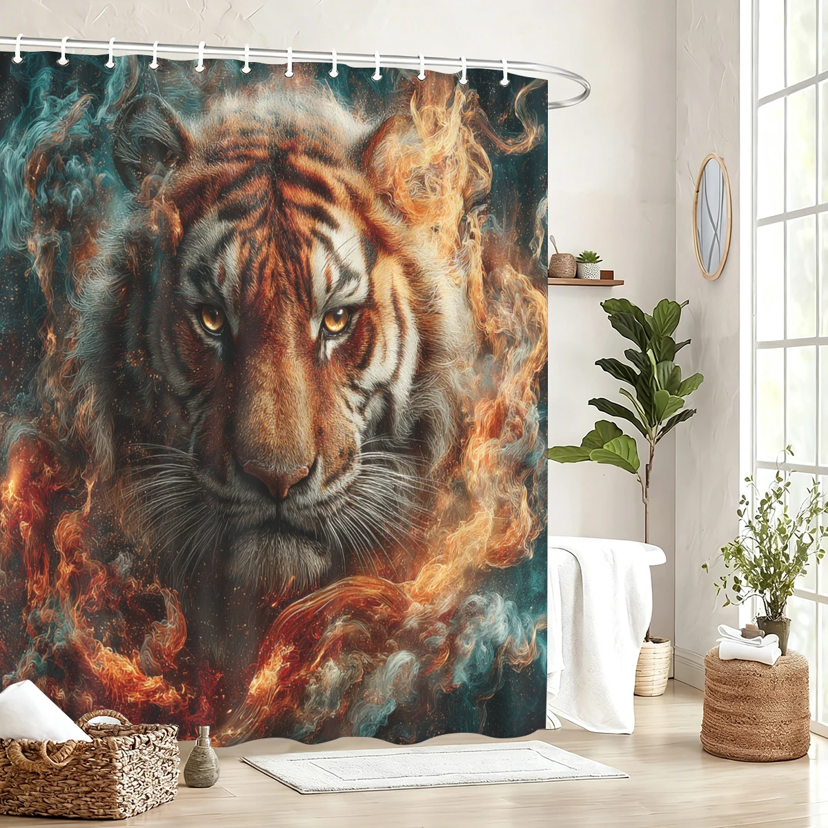 

Vivid Themed Polyester Shower Curtain - Striking Printed Bath Curtain, Stylish Bathroom Decor for Home & Hotel