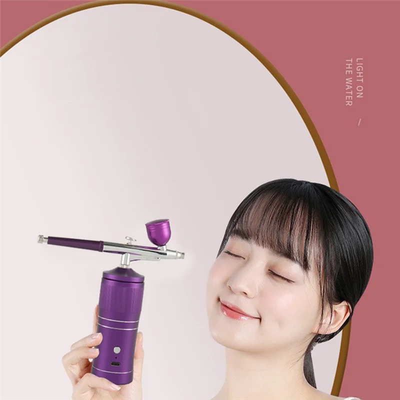 ABRG-エアブラシキットコンプレッサーエアブラシハンドヘルド充電式ネイルエアブラシマシン塗装モデルメイクアップケーキ装飾