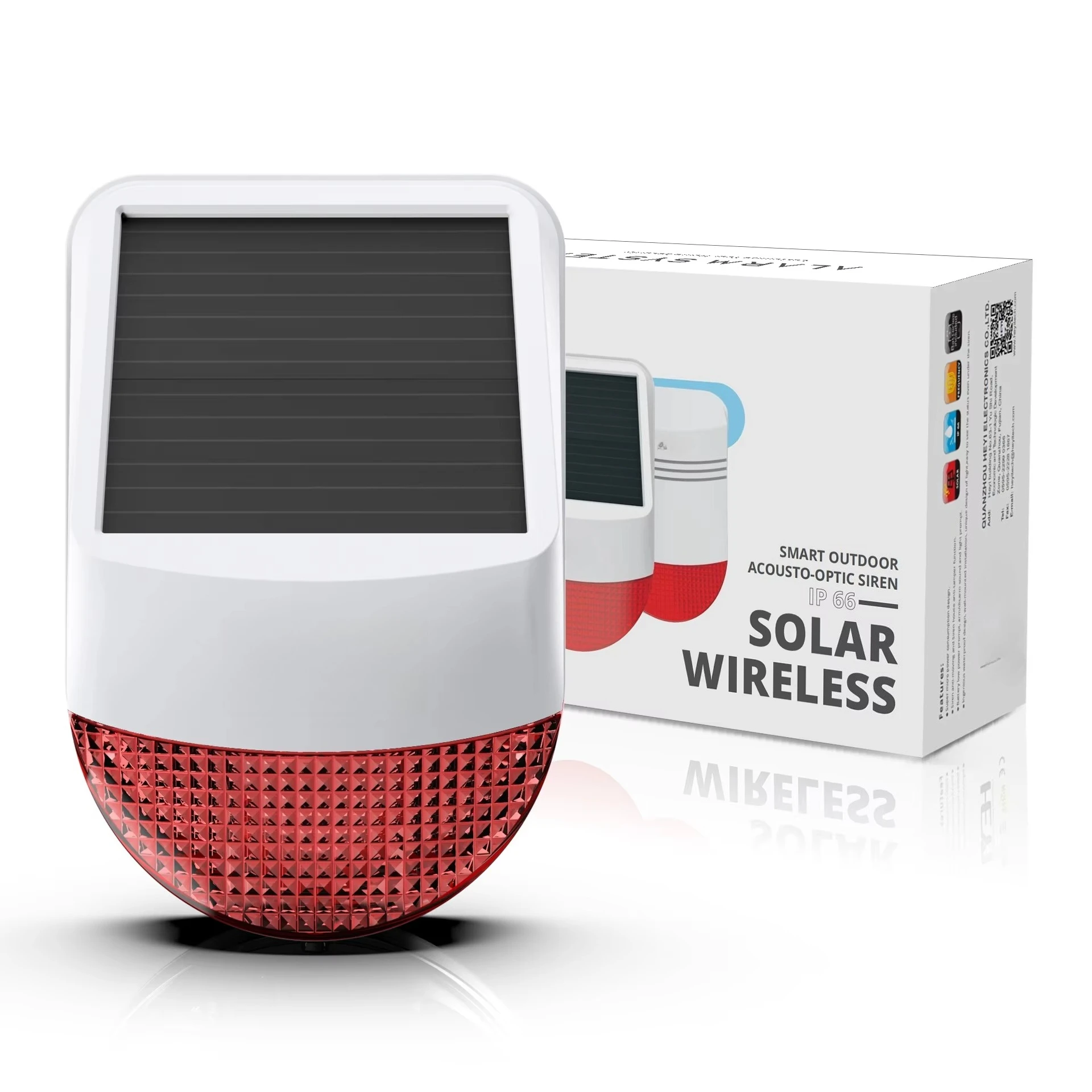 6109s 120dB 120 Days Big Wireless Solar Siren with 3 Colors Strobe and Repeater for Home Security Anti-theft Alarm System