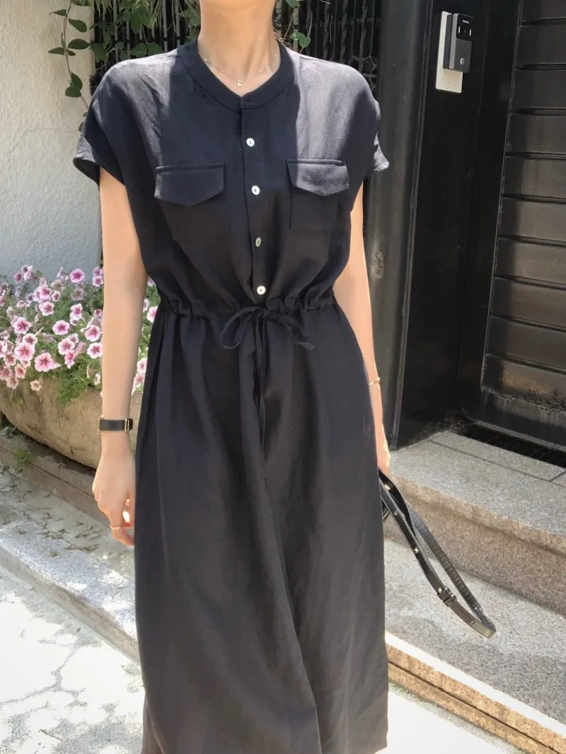 

Антивозрастной двойной кет с боковым разрезом ort Sve Dr, женская летняя новинка с завязками на талии, повседневная одежда в Корейском стиле