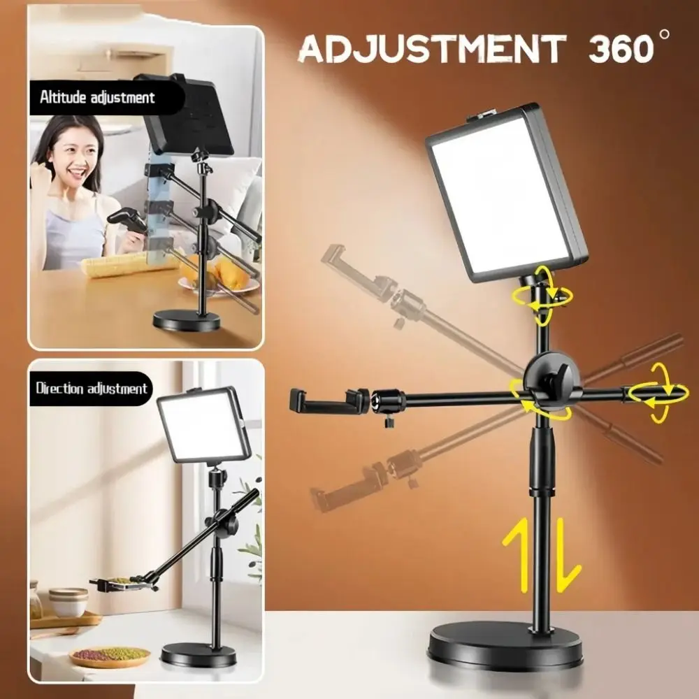 Luce di riempimento in plastica per telefono cellulare Luce dimmerabile ricaricabile Lampada quadrata a 4 colori Luce per streaming live sopraelevata regolabile