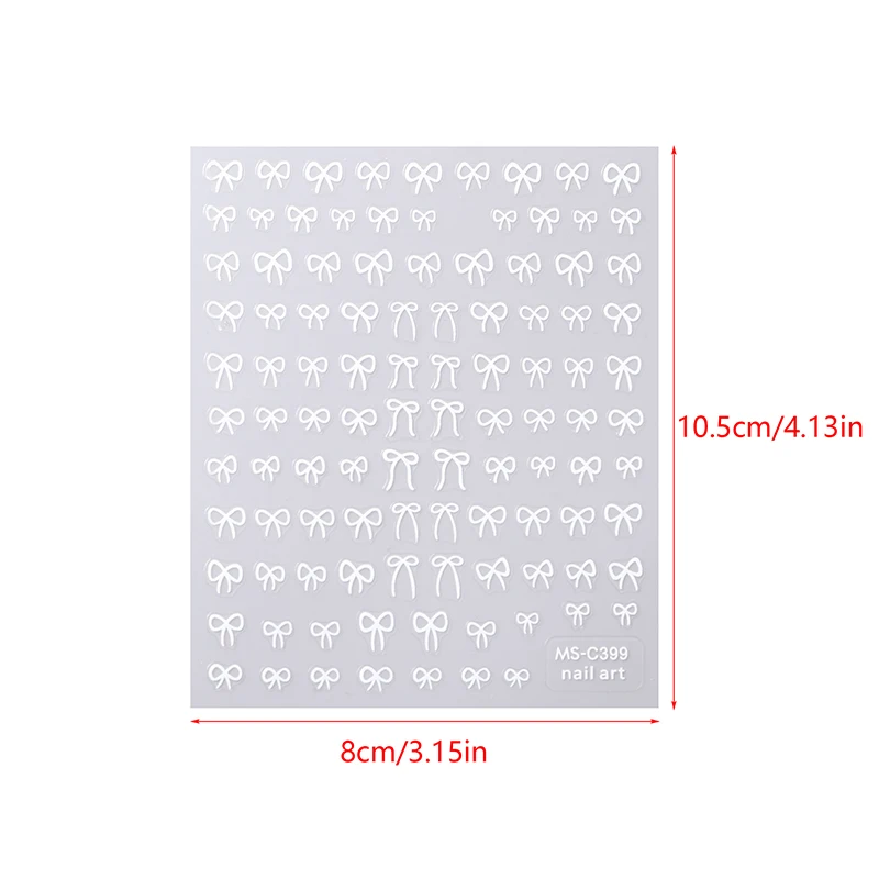 Autocollants pour Nail Art avec nœud de ruban 3D blanc brillant, décalcomanies de décoration de manucure à faire soi-même pour la conception créative des ongles