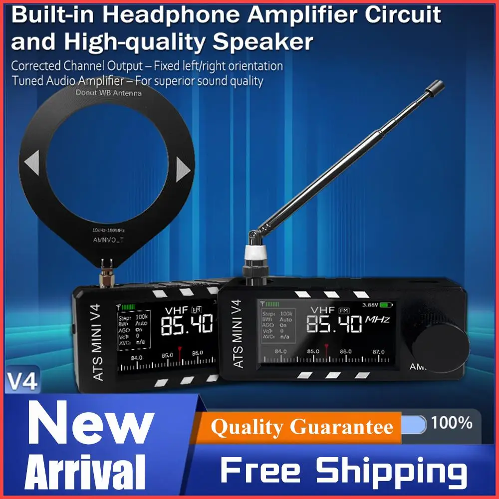 

Радиоприемник AMNVOLT V4 ATS MINI SI4732 ALL Band с 1,9-дюймовым DSP-дисплеем, FM/AM/SSB/LSB/USB, встроенным усилителем для наушников Hi-Z