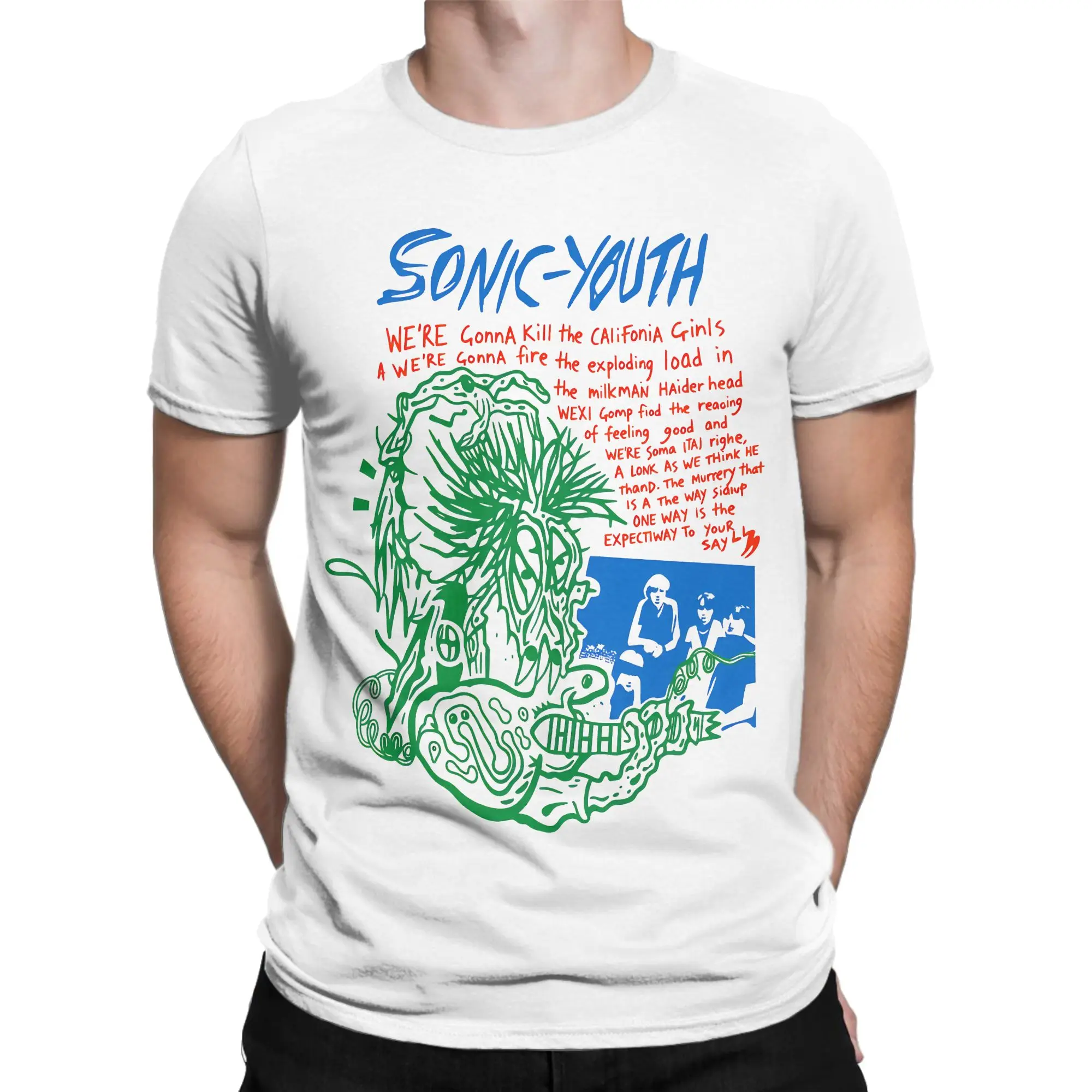 Men T-Shirts Sonic Youth  Pixies Band Casual Pure Cotton Tees Short Sleeve  T Shirt O Neck Tops Plus Size