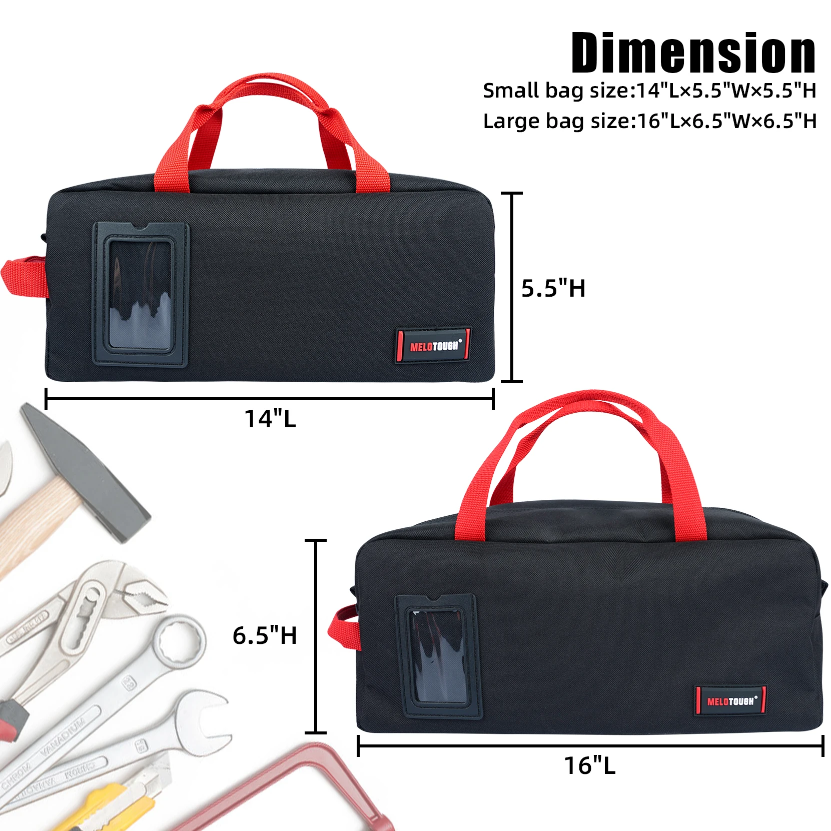 MELOTOUGH Small Canvas Tool Bag Tool Tote Bag with Zipper Utility 14 Inch Tool Organizer Bags for Electrician Construction HAVC