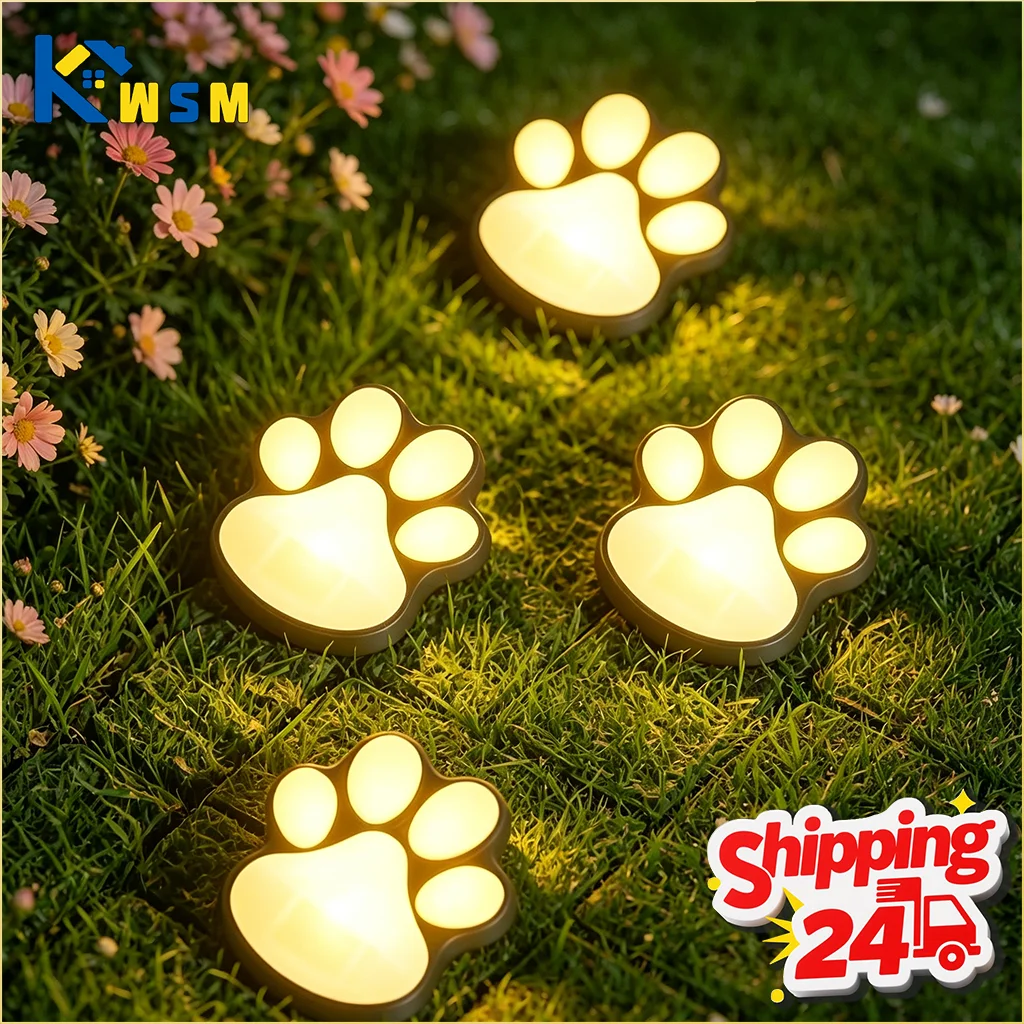 4-12PCS LED Solar Outdoor Light Waterproof Animal Paw Print Lamp for Garden Lawn Patio Summer Camping Home Decoration