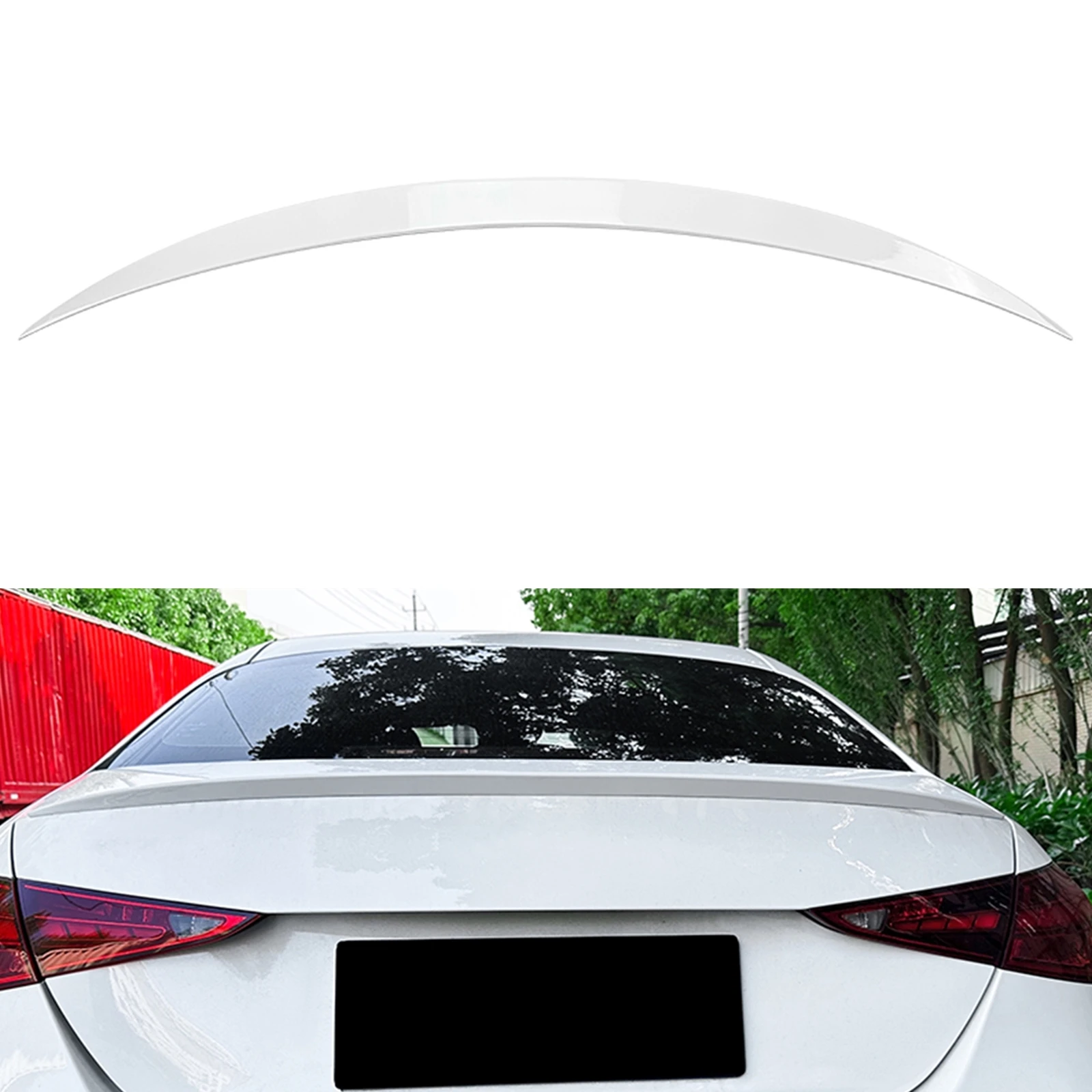 For Mercedes Benz C Class W206 C300 AMG Sedan 2021-2023 Carbon Fiber Look/Gloss Black/White Rear Trunk Spoiler Wing Lip Splitter