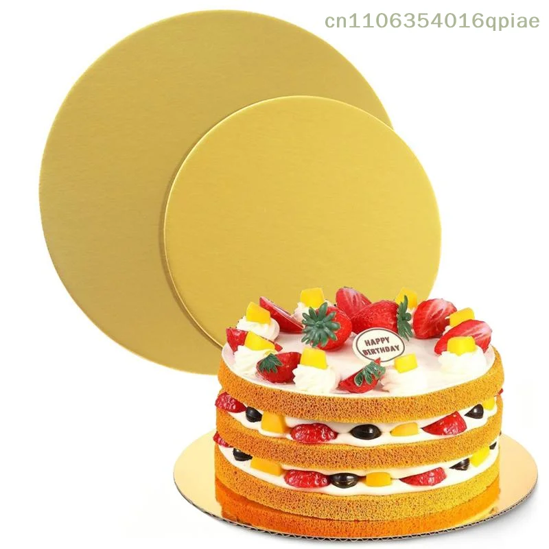 Cake Boards 10pcs Round Golden Disposable Food Grade Cardboard Cake Rounds for Bakery Commercial Use Holiday Party Dessert Base