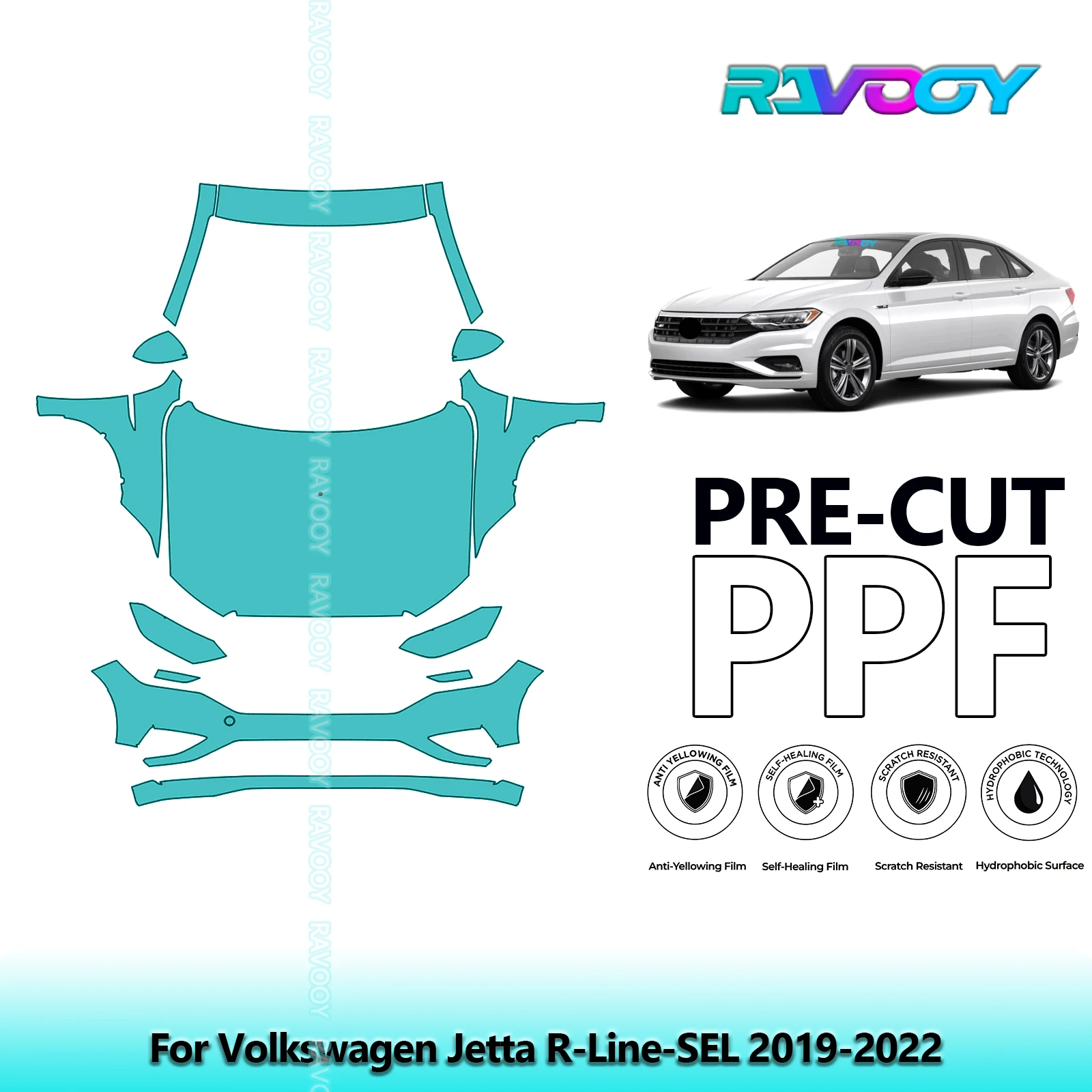 

Car Front Kit Clear Bra Precut PPF Paint Protection Film For Volkswagen Jetta R-Line-SEL 2019-2022