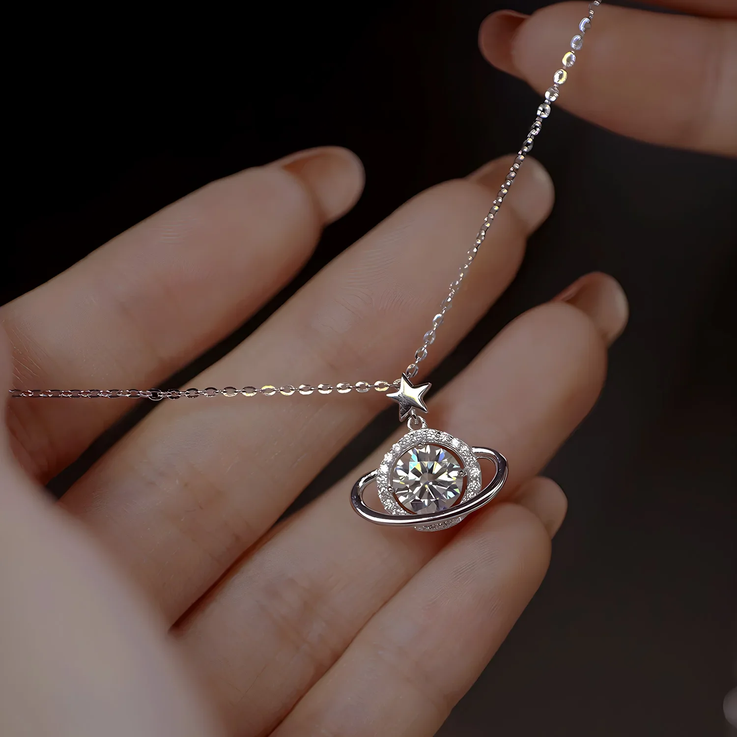 Sparkling Real 1 Carat D Color Moissanite Pendant Necklace 100% 925 Sterling Silver Engagement Wedding Party Fine Jewelry