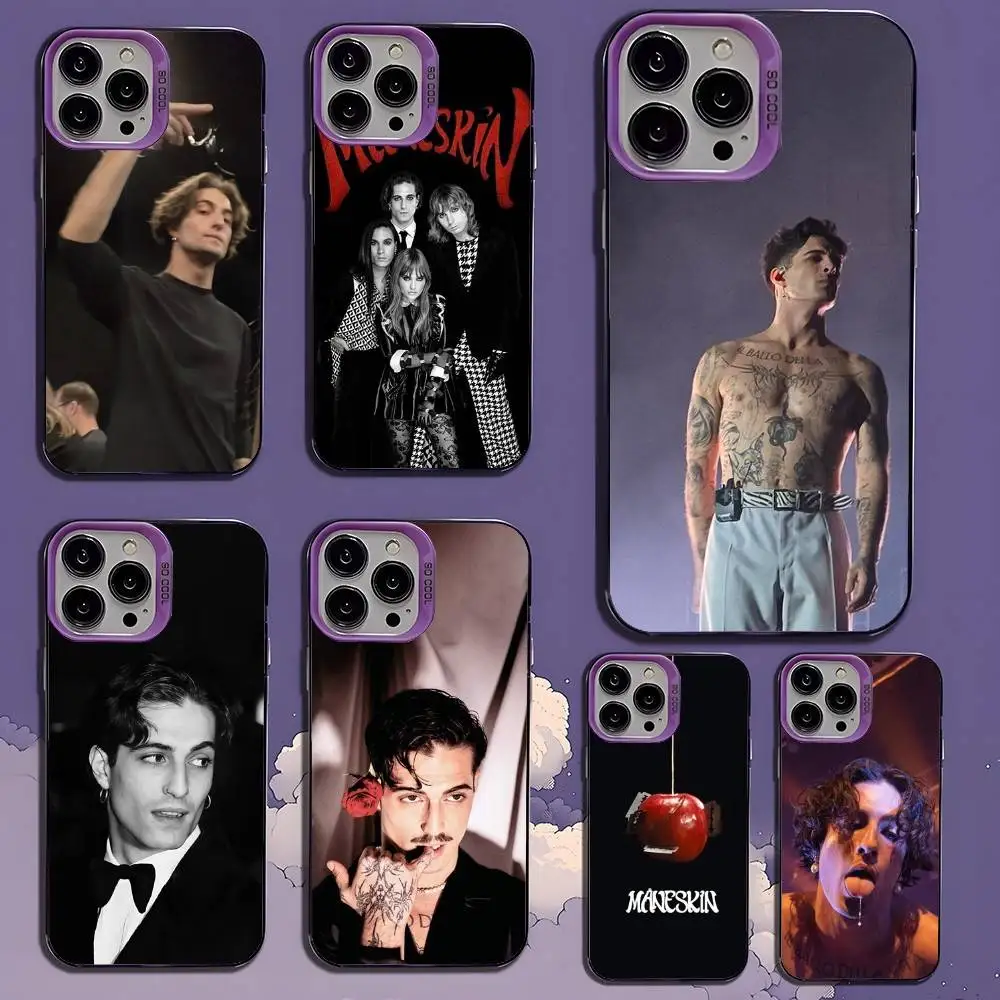 

M-Maneskin Damiano David Phone Case For iPhone17,16,15,14,13,12,11,Mini,Pro,SE,MAX,plus,Purple Matte Silicone Cover