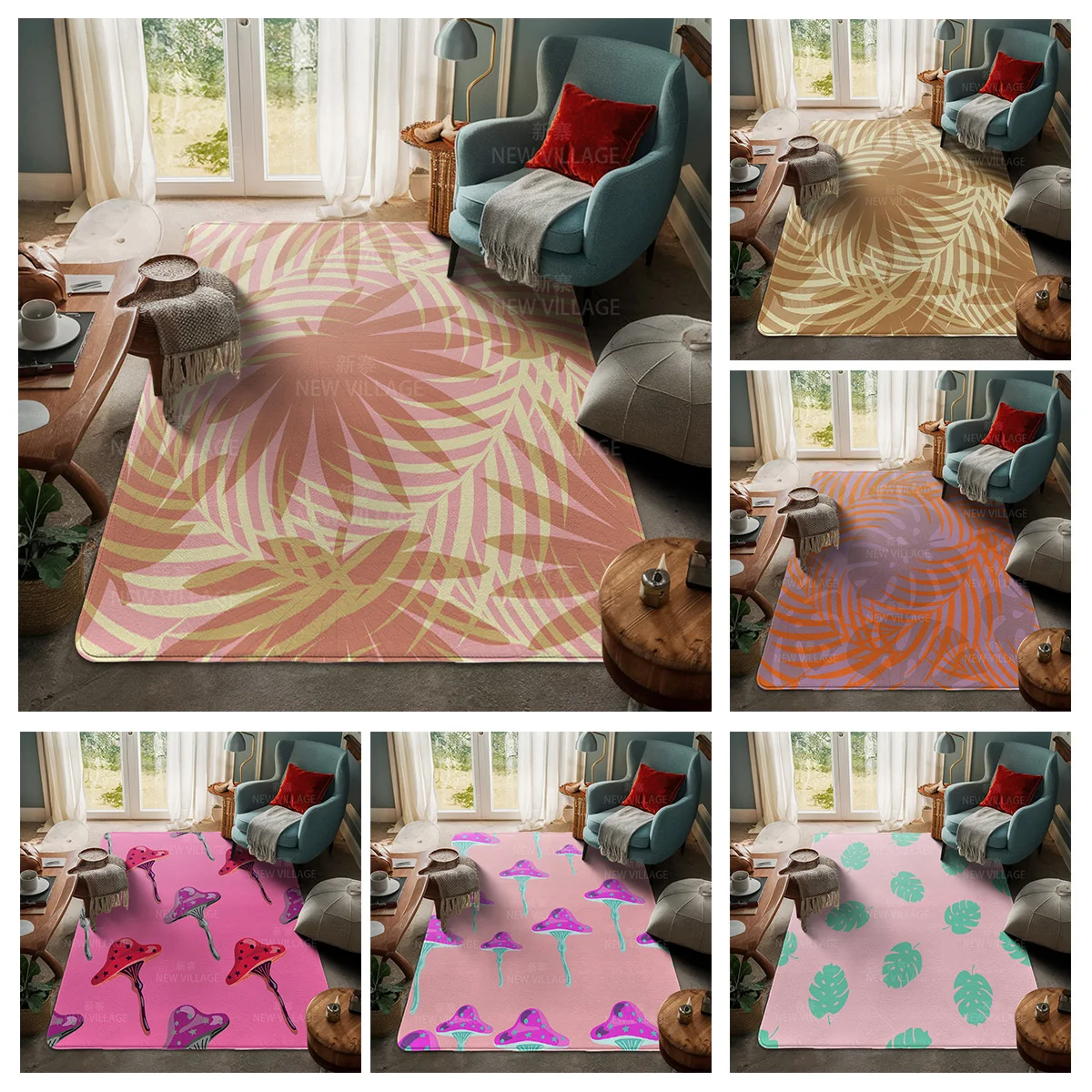 House entrance carpet Home door mat Room Bath Foot bathroom non-slip Kitchen water absorption rugs Modern Nordic boho plant