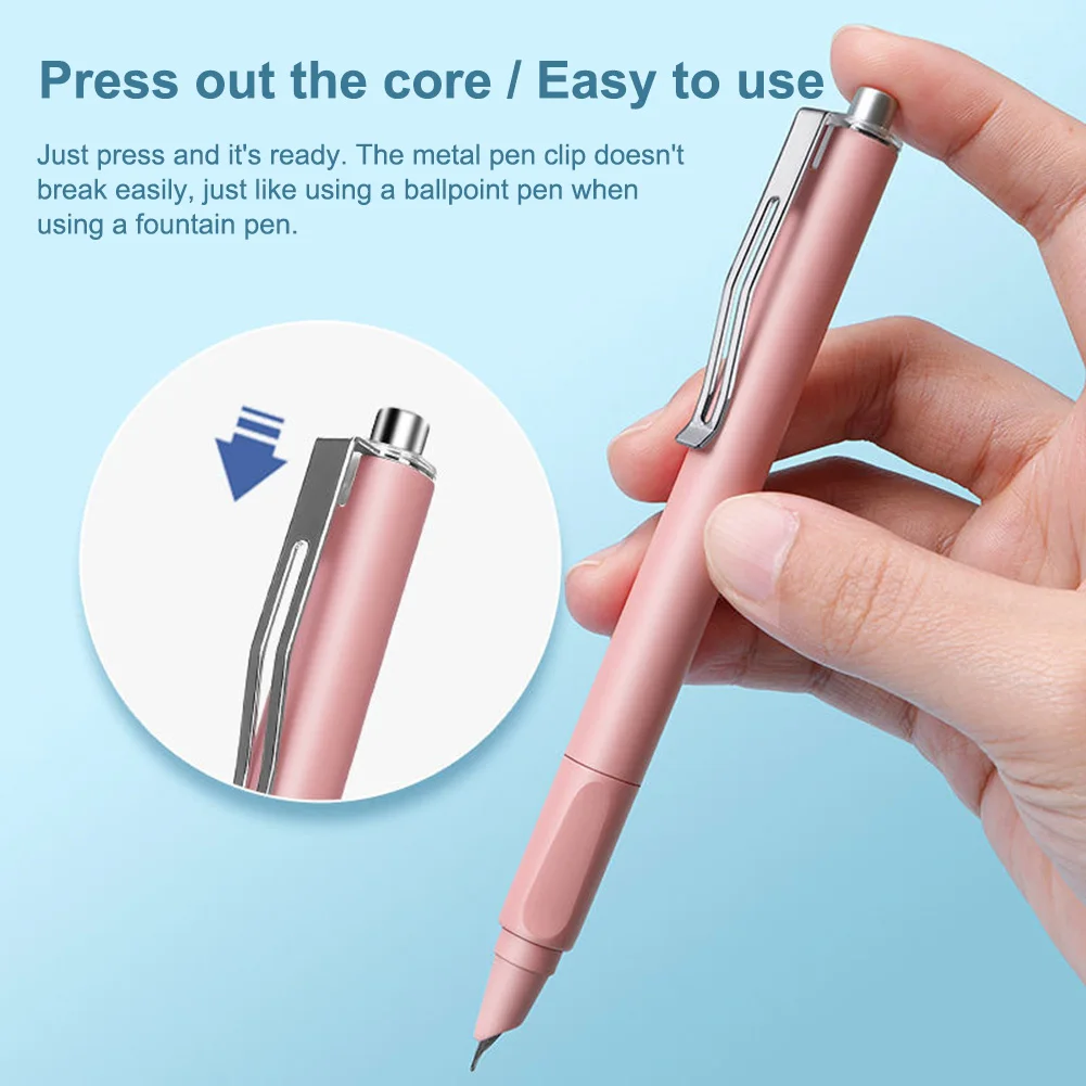 Adult Calligraphy Practice 0.5mm Fountain Pen Ergonomic Design Click-action Convenience, No Cap To Lose. Office Productivity