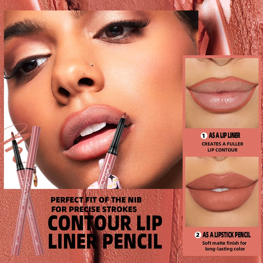 Qibest 12色マットアウトラインリップライナーセット 防水 落ちないヌードカラー リップスティックペンシル 固定リップライナーペン メイクアップセット