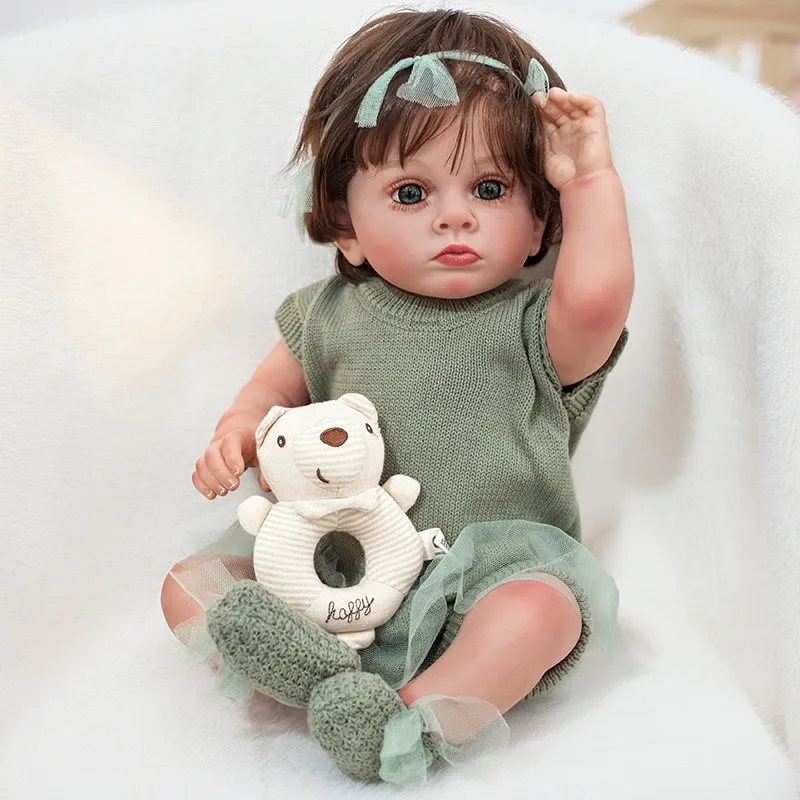 22-Inch Handmade High-Quality Soft Vinyl Silicone Rebirth DollQ22 Comforting Early Education Doll 3D Painted Realistic Baby Doll