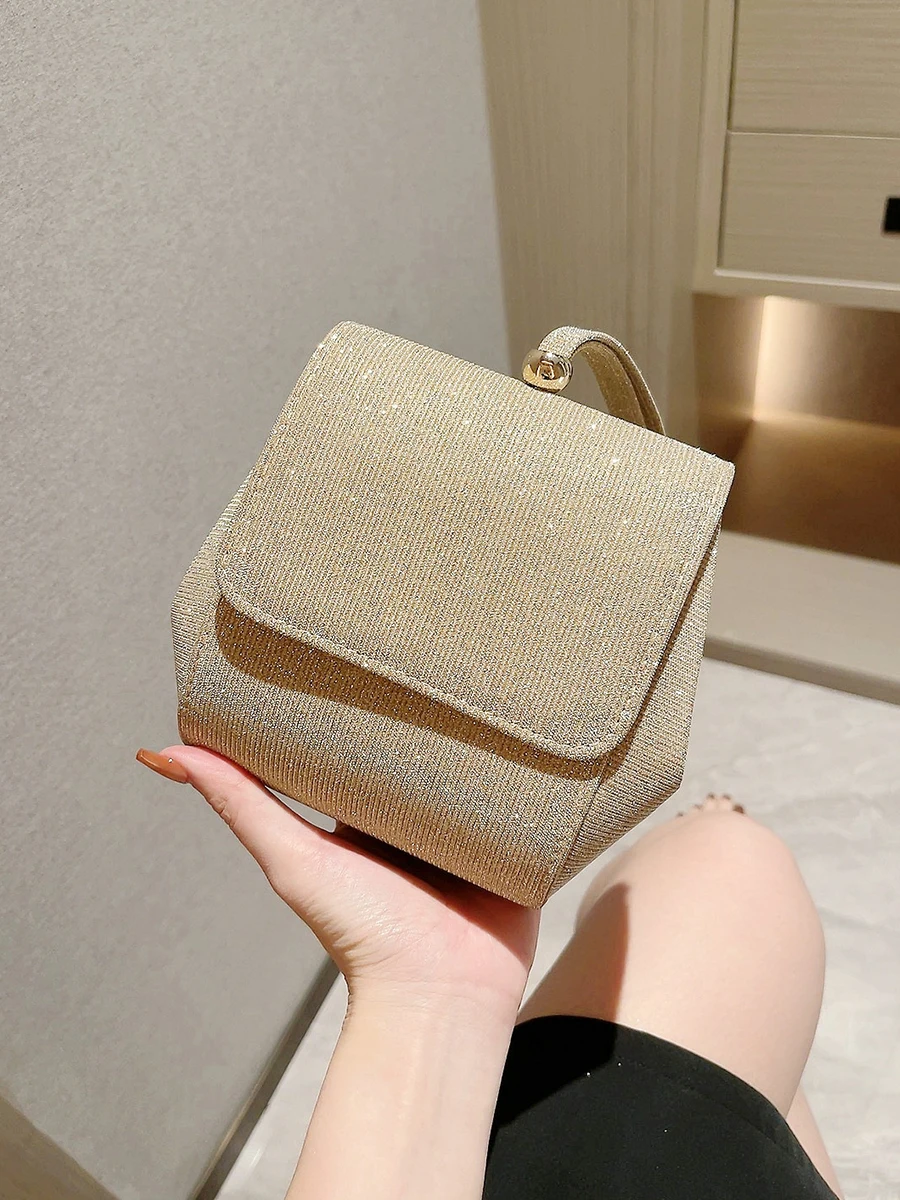 Fashion Glitter Dinner Handbags, Elegant Square Purse For Women Top Handle Clutch Purse For Evening Wedding Prom