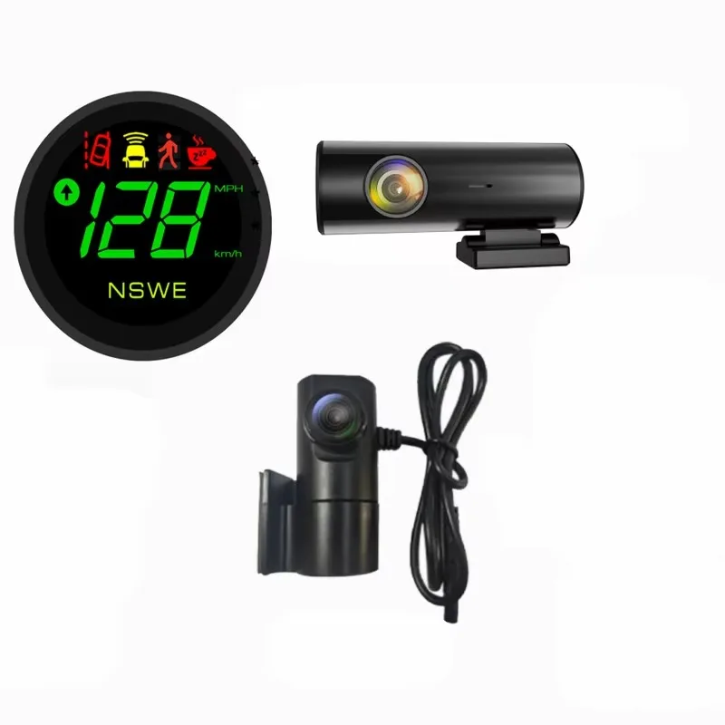 

Mini 2K Road Front Camera 1080P Rear View Camera Dual Lens Car Camera with HUD GPS Speedometer AI ADAS Alarm Indicator