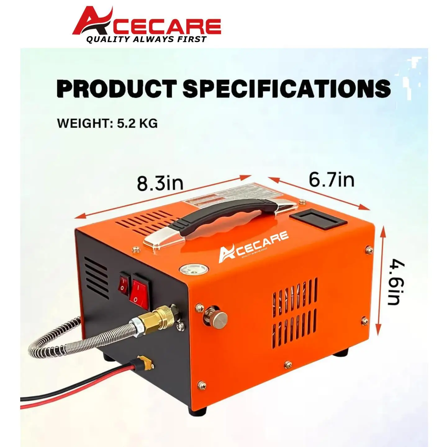 ACECARE 4500Psi 30Mbar Portable PCP Air Compressor 110V Power Oil/Water-Free High Pressure Diving Bottle