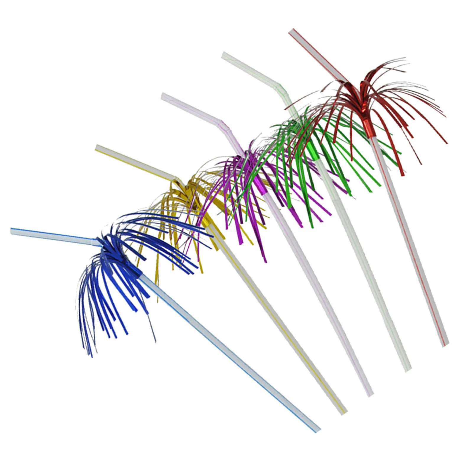 

100pcs Firework Style Drinking Straws Bright Supplies For Birthday New Year Fourth Of July Decorative Straws