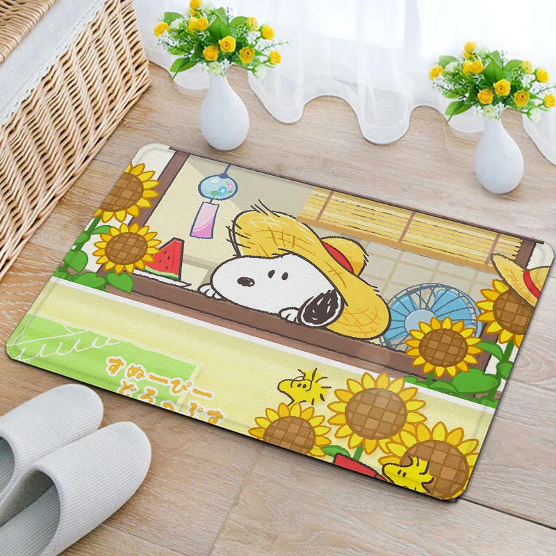 Фланелевый коврик для пола Snoopys, впитывающий воду, быстросохнущий, с милым мультяшным аниме-дизайном, декоративный коврик для туалета, ванной комнаты, прихожей, подарок